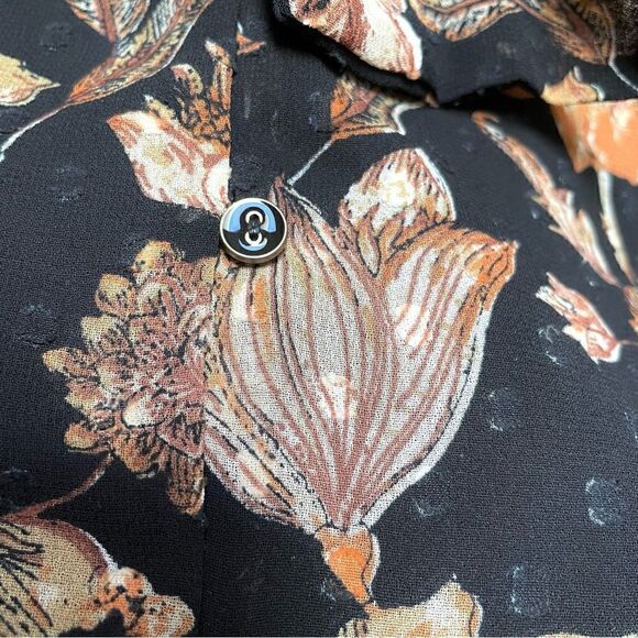 Walter Baker Selena Black Floral Neck Tie Blouse Large - Picture 8 of 8